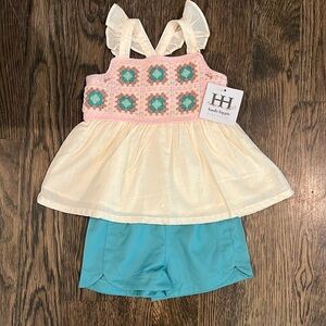 So beautiful!! NWT Haute Hippie Kids Style Girls Tunic Top And Shorts Set! 18M.